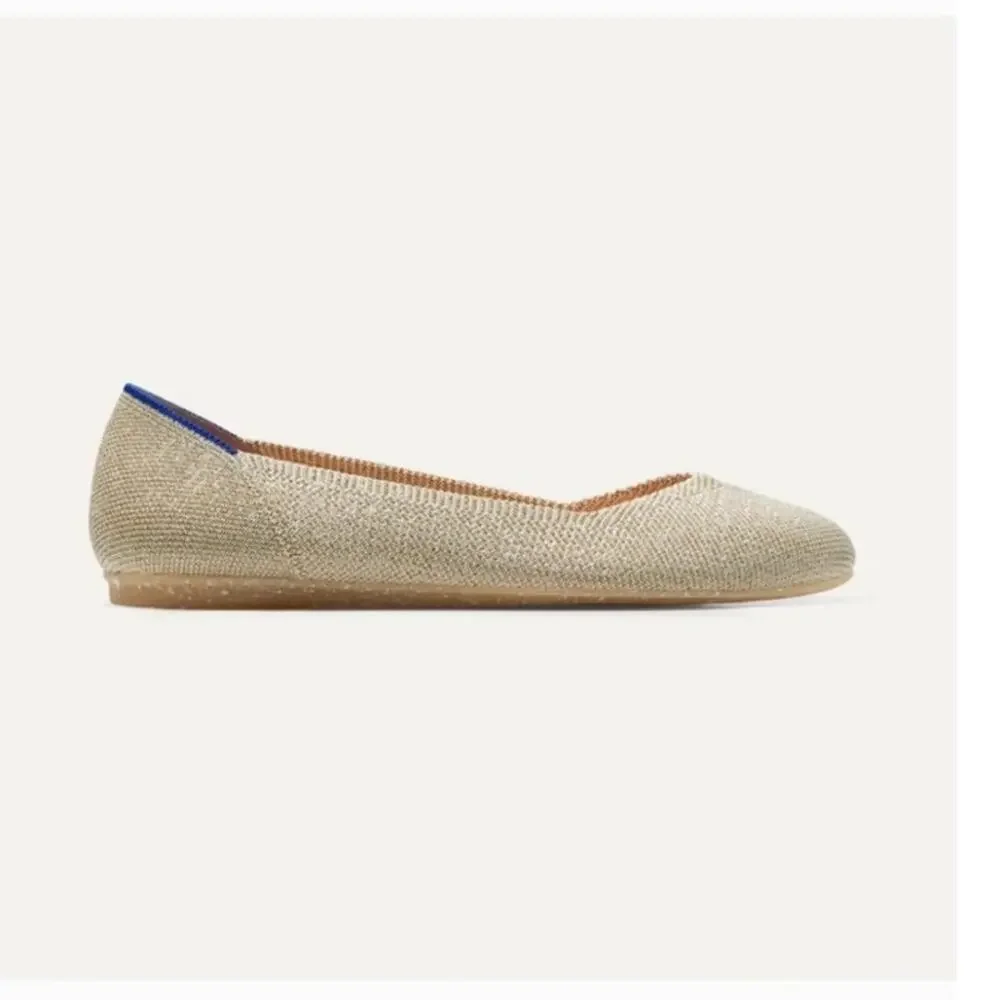 Rothy's Womens Rounde toe The Flat light Gold Metallic size 8